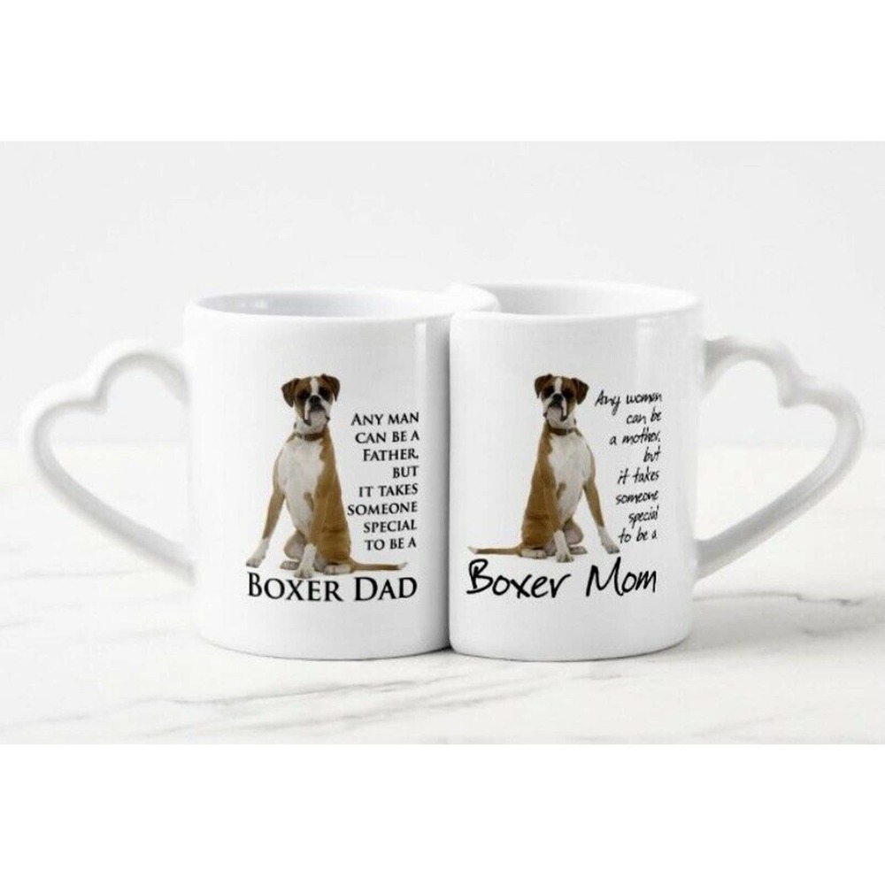 Boxer lover Mom &Dad  interlocking ceramic Mugs